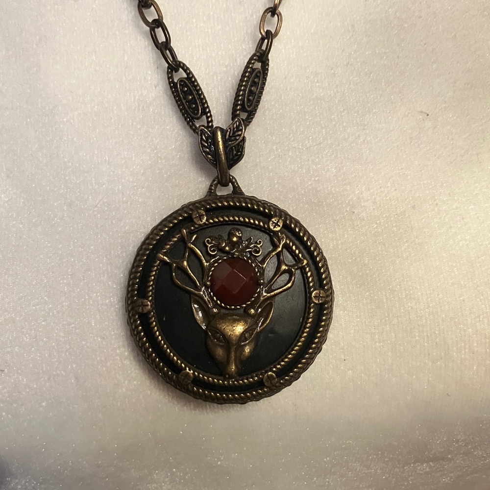 Lucky Brand - Stag Antiqued Leather Pendant Necklace